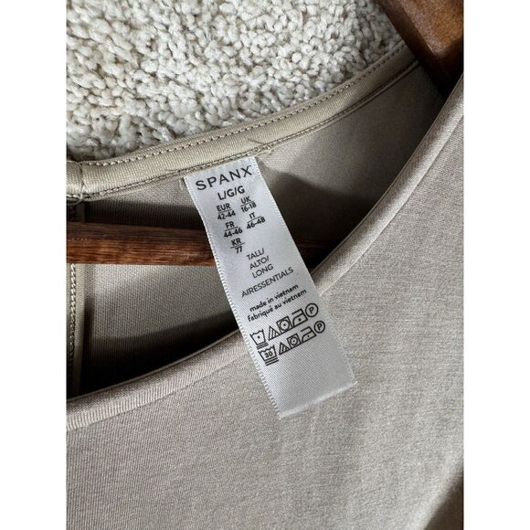 Spanx Air Essentials Jumpsuit Women Large Tan Wide Leg Sleeveless Drawsting - Picture 9 of 10